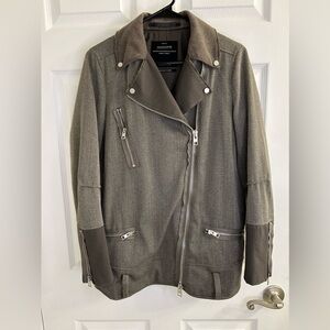 All Saints Zulia Biker Jacket/coat in Khaki Green US 6 trendy designer